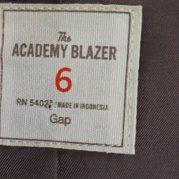 Gap Academy Blazer Brown Tweed Blue Red Striped Cuff Wool Blend Academia Size 6 - Picture 6 of 7